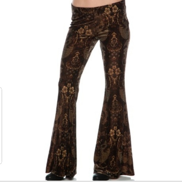 Free People Pants - NWT: Free People Antique Velvet Floral Flare Pants